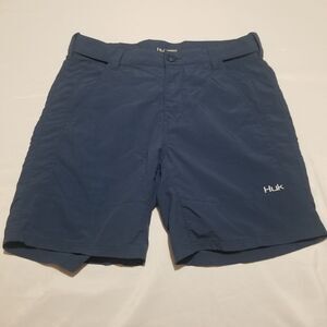 Huk Men's Large Performance Fishing Shorts Blue Nylon Hiking Utility